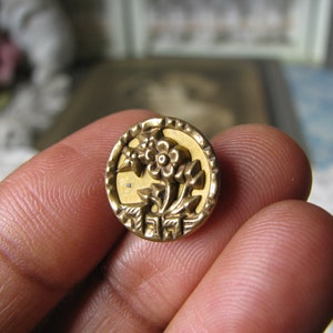 Antique Picture Button, Antique Silver Plated Button, Button Collection, Antique Sewing Notions, Victorian Button