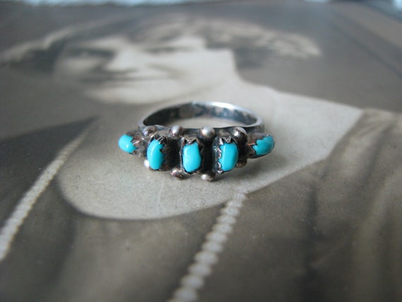 Vintage Turquoise Ring, Native American Turquoise… - image 2