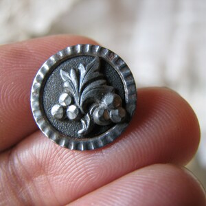 Antique Pewter Button, Antique French Button, Victorian Pewter Button, Pewter Openwork Button, Pewter Floral Button