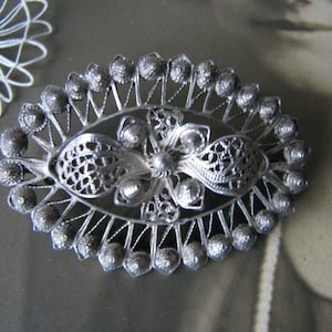 Antique Filigree Brooch, Victorian Filigree Brooch, Silver Filigree Brooch, Wedding Brooch, Bridal Brooch, Gifts For Brides, Something Old
