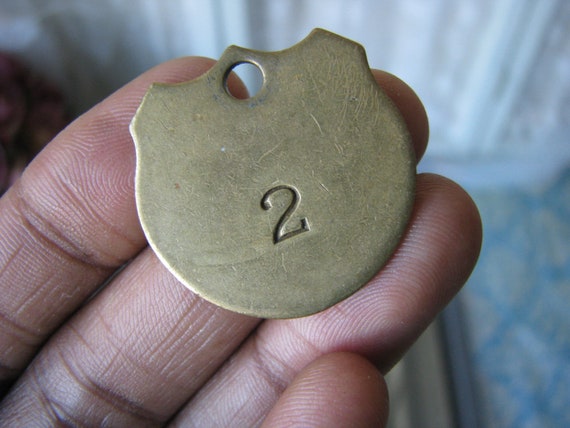 Antique Brass Tag, Stamped Brass Tag, Antique Shie