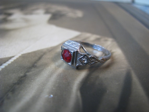 Antique Paste Ring, Red Paste Ring, Etched Paste … - image 2