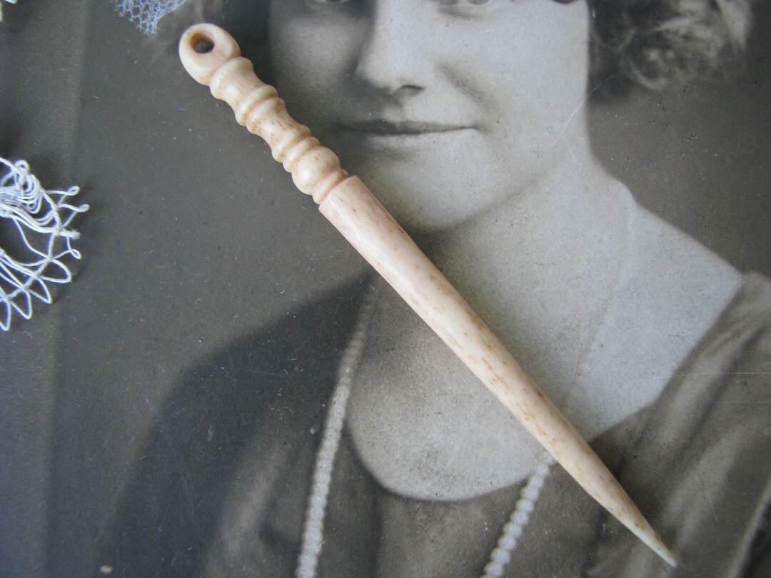 Antique Bone Sewing Awl, Antique Bodkin, Hand Carved Bone Stiletto