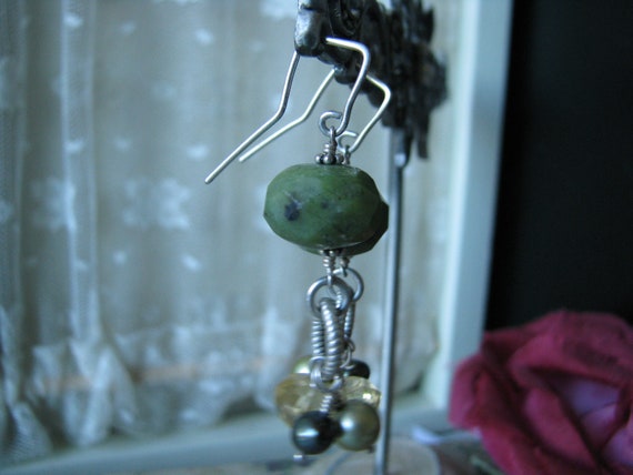 Handmade Earrings, Jade Earrings, Citirine Earrin… - image 4