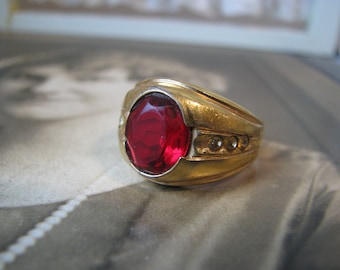 Antique Art Deco Gold Filled Paste Ring, Size 10.75