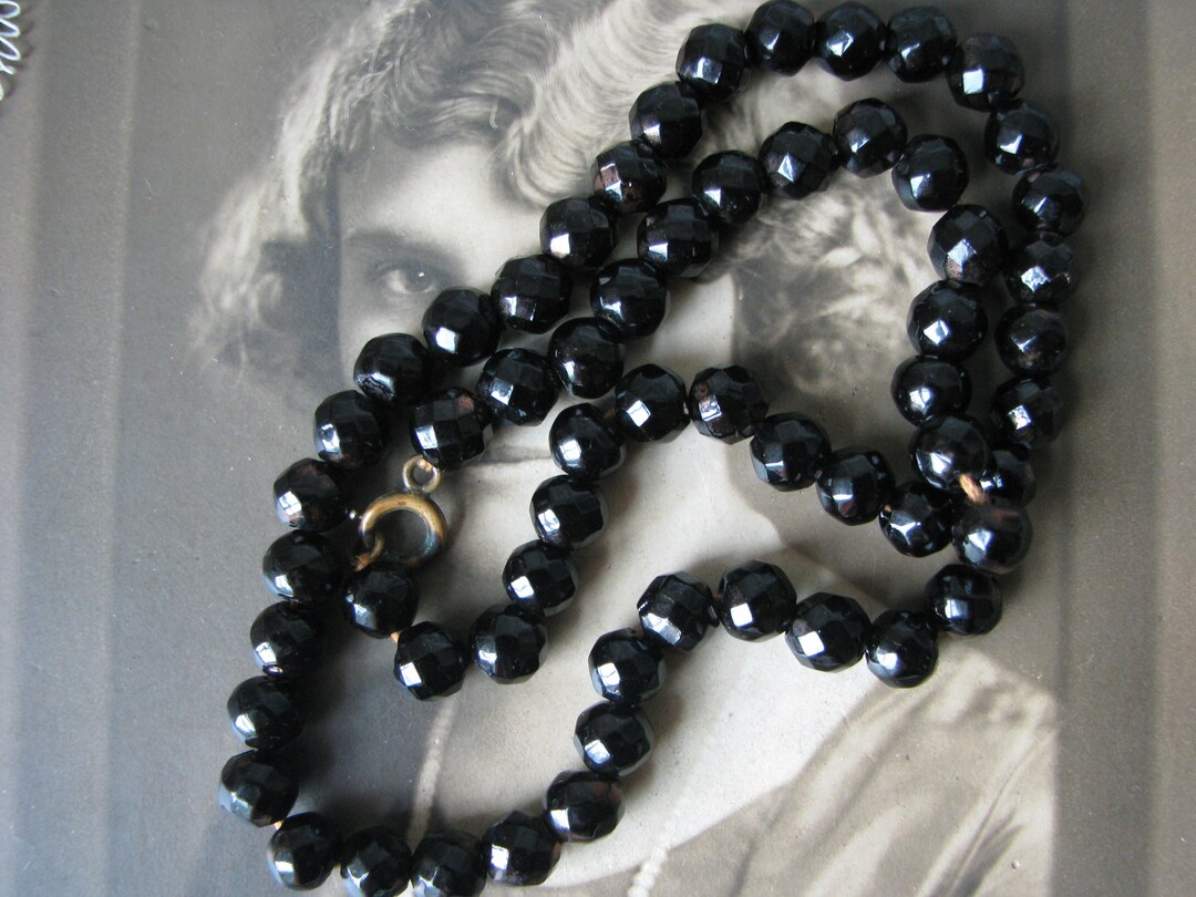 VINTAGE HOLLYWOOD★Black Stone Beads Necklace/追跡送 VINTAGE HOLLYWOOD☆Black Stone Beads Necklace/追跡送 Ω