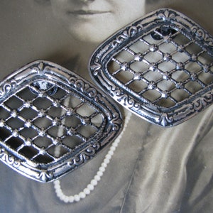 1930&#39;s Shoe Clips, Antique Silver Shoe Clips, Repousse Shoe Clips, Openwork Shoe Clips, Wedding Shoe Clips, Art Deco Shoe Clips