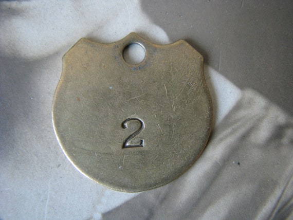 Antique Brass Tag, Stamped Brass Tag, Antique Shi… - image 2