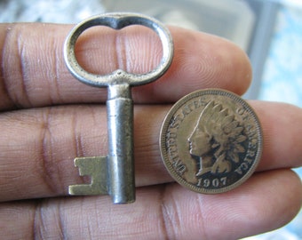 Miniature Antique Brass Key Pendant, Steampunk Jewelry