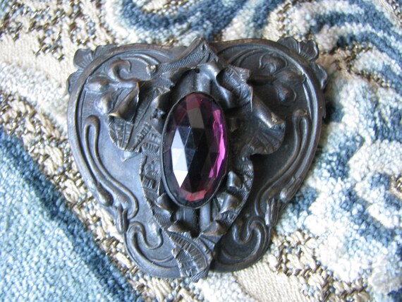 Large Antique Brooch, Antique Paste Brooch, Art N… - image 3