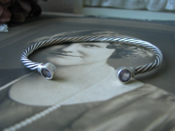 Sterling Silver Cuff Bracelet, Amethyst Cuff Brac… - image 4