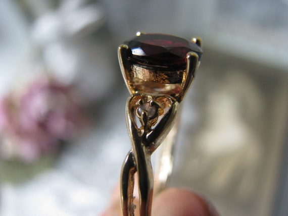 Vintage Garnet Ring, Gold Plated Garnet Ring, Gar… - image 4