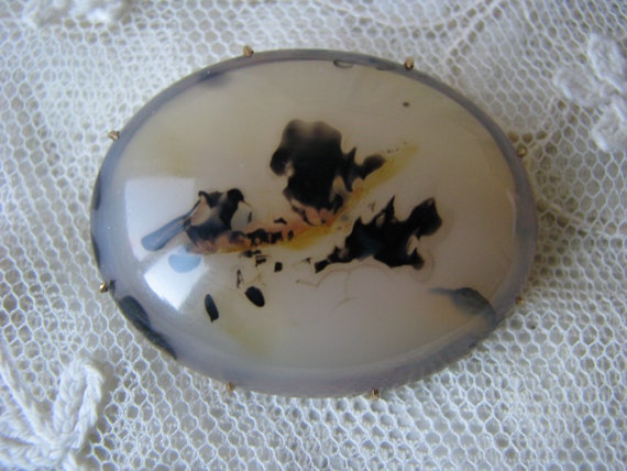 Antique 14kt. Gold Agate Brooch, Victorian Agate … - image 4