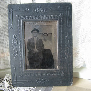 Antique Tintype Photo, Victorian Era Photo, Mounted Tintype, Victorian Tintype Photo, Antique Couple Photo, Halloween Decor