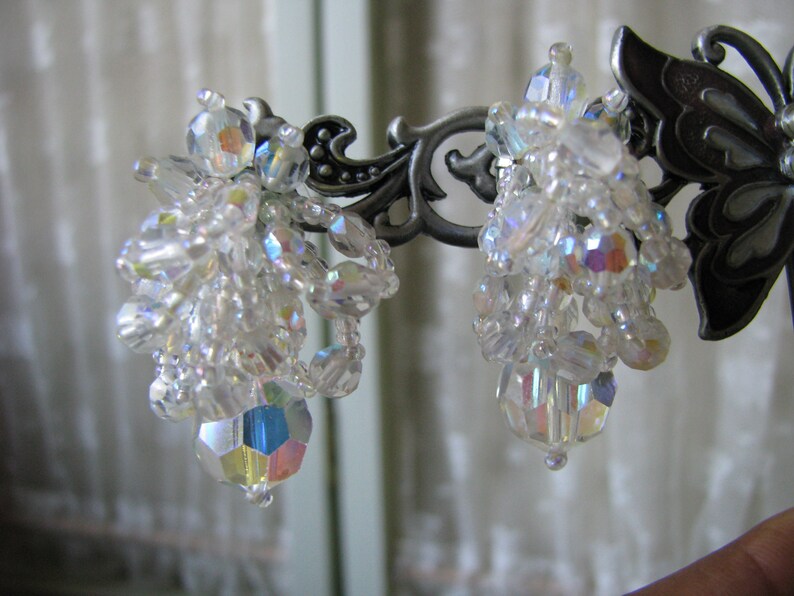 Crystal Beaded Earrings Bridal Earrings Wedding Jewelry Wedding Earrings Vintage Crystal Beaded Earrings Crystal Bead Cluster Earrings