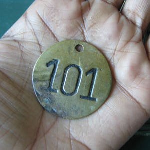 Vintage 1930&#39;s Brass Cow Tag, Vintage Numbered Cow Tag, Vintage Round Brass Cow Tag, Collectible Metal Cow Tag, Steampunk Supplies, RANDOM #