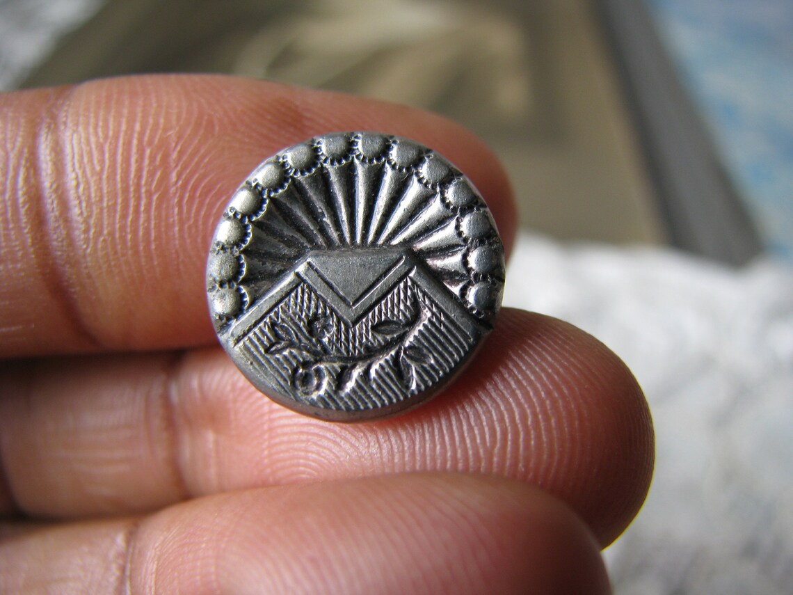 Antique Tin Button Victorian Picture Button Antique Picture Etsy