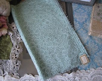 Antique Floral Lace Sample, 1920s Robins Egg Blue Yardage