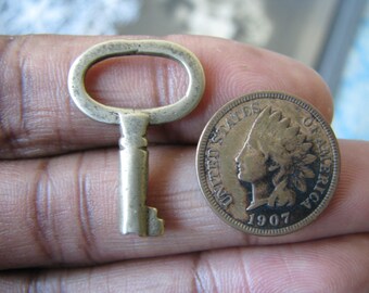 Small Antique Brass Key Pendant, Steampunk Jewelry