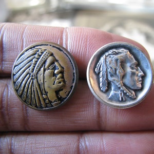 Antique Picture Buttons, Indian Head Buttons, Picture Buttons, Indian Chief Buttons