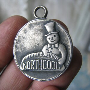 Advertising Key Fob, NORTHCOOL Key Fob, Snowman Key Fob, Vintage Key Fob, Northcool Men&#39;s Suits, Key Return Tag, Return Tag, Christmas Fob