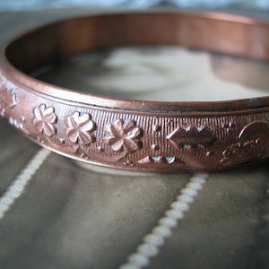 Antique Copper Bangle, Victorian Copper Bangle, Hollow Copper Bangle, Repousse Copper Bangle, Copper Bangle Bracelet, Etruscan Copper Bangle