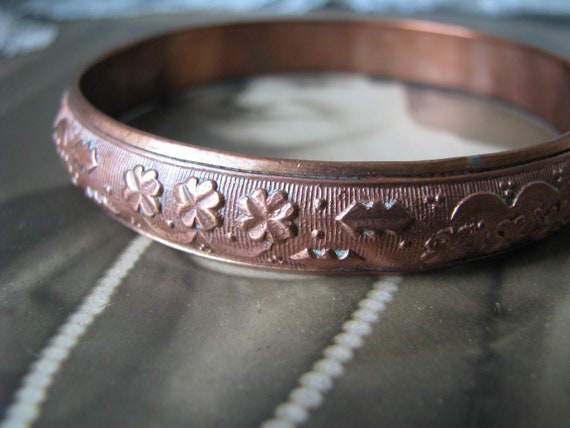 Antique Copper Bangle, Victorian Copper Bangle, H… - image 1