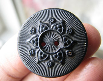 Antique Mourning Button, Victorian Mourning Button, Gutta Percha Button, Antique Pressed Button, Antique Sewing Notions, Button Collection