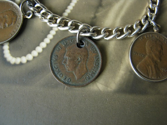 Vintage 1960's Pennies Coin Charm Bracelet, Vinta… - image 3