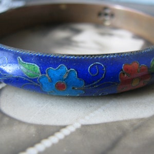 Antique Chinese Cloisonne Bangle Bracelet, Chinese Export Cloisonne Bracelet, Blue Cobalt Cloisonne Bracelet, Antique Chinese Jewelry