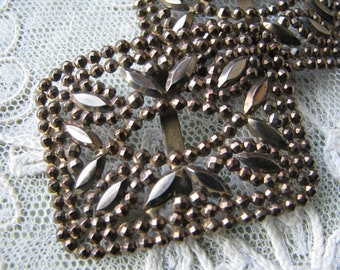 Antique French Cut Steel Shoe Buckles, Lacy Ornate Design