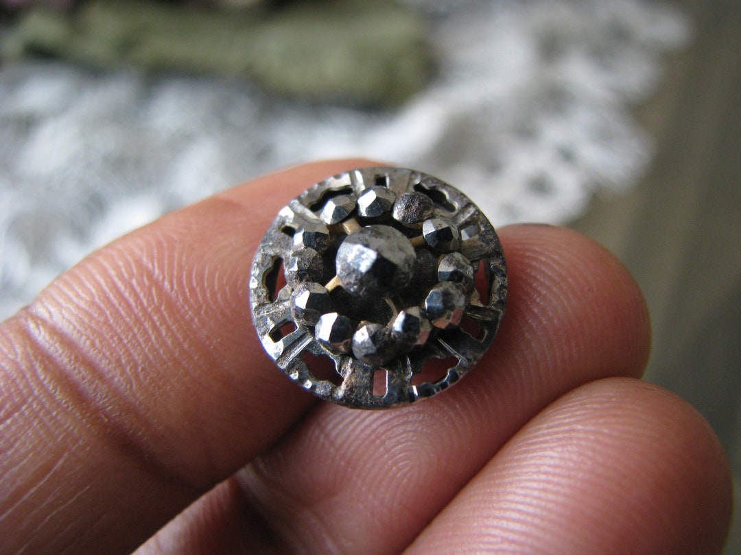 Victorian Cut Steel Button, Antique Brass Stud - Etsy