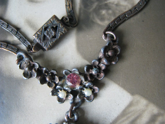 Vintage Rhinestone Necklace, Vintage Heraldic Nec… - image 4