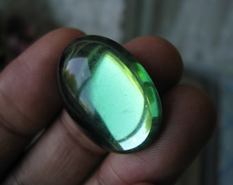 Vintage Green Glass Jewel, Emerald Glass Jewel, Vintage Glass Jewel, Vintage Glass Cabochon, Vintage Oval Glass Jewel