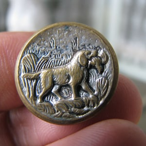 Antique Picture Button, Antique Silver Plated Button, Hunting Scene, Button Collection, Antique Sewing Notions, Victorian Button