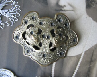 Lady Antique Vert Émail Peinture Papillon Strass Fleur Broche Bijoux Lady Antique Vert Émail Peinture Papillon Strass Fleur Broche Bijoux