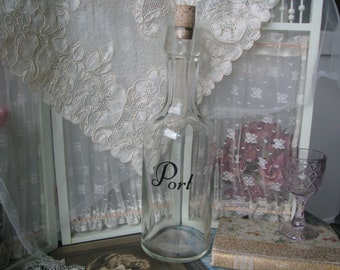 Antique French Port Bottle, Victorian Glass
