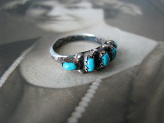 Vintage Turquoise Ring, Native American Turquoise… - image 3