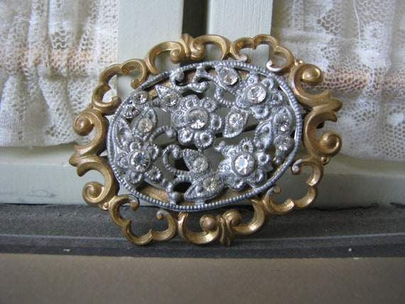 Antique Paste Brooch, Antique Pot Metal Brooch, B… - image 4