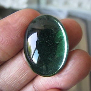 Vintage Green Glass Jewel, Emerald Glass Jewel, Vintage Glass Jewel, Vintage Glass Cabochon, Vintage Oval Glass Jewel