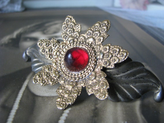 Art Deco Brooch, Large Flower Brooch, Large Art D… - image 1