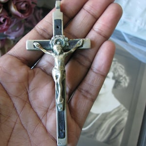 Antique Large Crucifix, French Gothic Crucifix, Victorian Gothic Crucifix, Religious Relics , Vintage Catholic Jewelry, Wedding Gifts