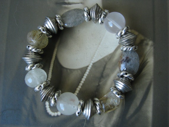Crystal Quartz Beaded Bracelet, Crystal Quartz Br… - image 2