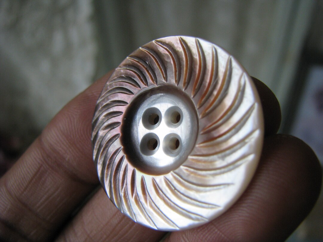 Antique Carved Shell Button, Antique Mother of Pearl Button, Mother of ...