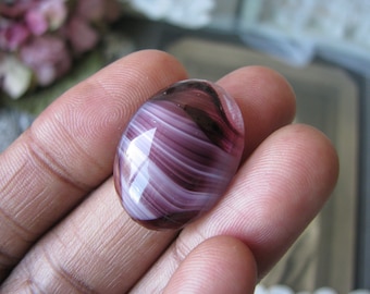 Vintage Purple Swirl Glass Cabochon, Oval Jewel (24.5mm x 18mm)