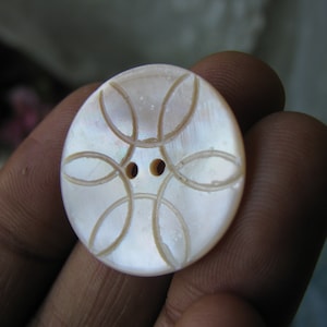 Antique Carved Shell Button, Antique Mother Of Pearl Button, Pink Mother Of Pearl Button, Victorian Carved Button, White Mother Of Pearl