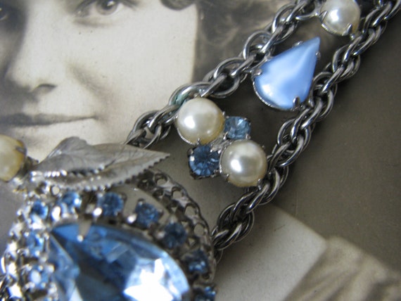 Vintage Rhinestone Bracelet, Faux Pearl Bracelet,… - image 3