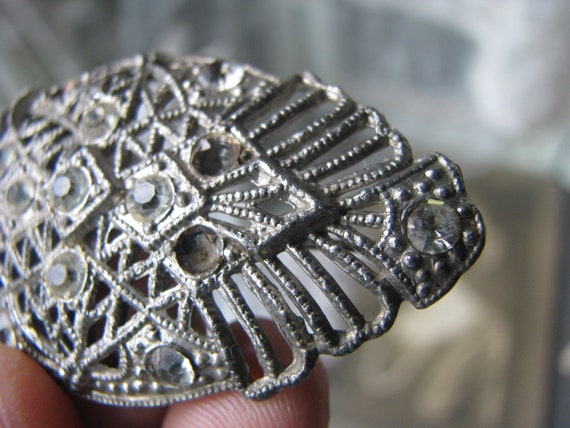 Art Deco Paste Brooch, Filigree Paste Brooch, Art… - image 5