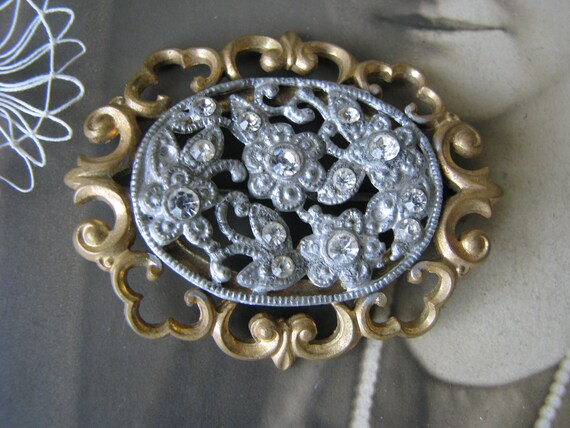 Antique Paste Brooch, Antique Pot Metal Brooch, B… - image 3