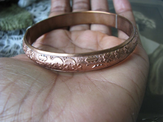 Antique Copper Bangle, Victorian Copper Bangle, H… - image 9